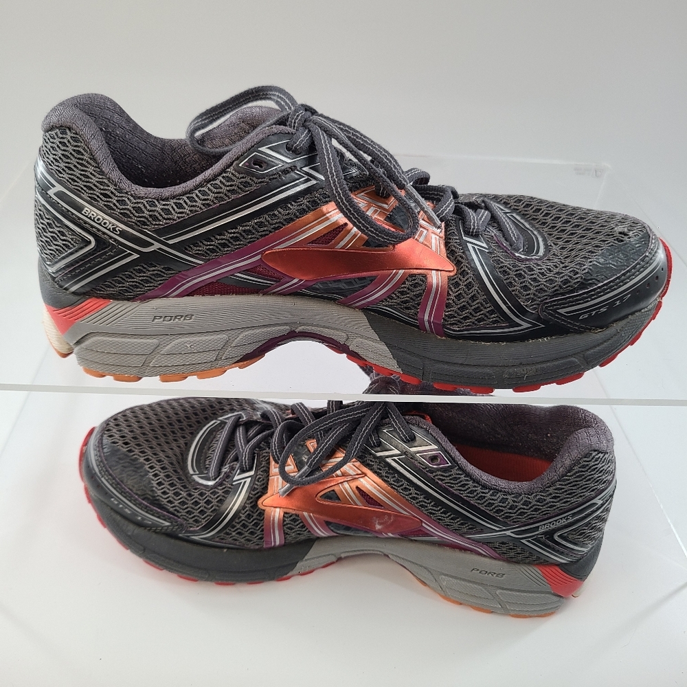 Brooks Womens‎ GTS 17 1202311D044 Gray Orange Running Shoes Lace Up Size 9 D - Picture 4 of 9